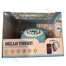 Hello There Retro Wireless Phone Speaker Bluetooth ThrowBack Rotary Dial Blue
