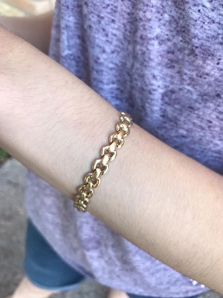 Linda pulseira de ouro 14k corrente 9,8 gm 7" de comprimento 1/4" de espessura - Imagem 2 de 4