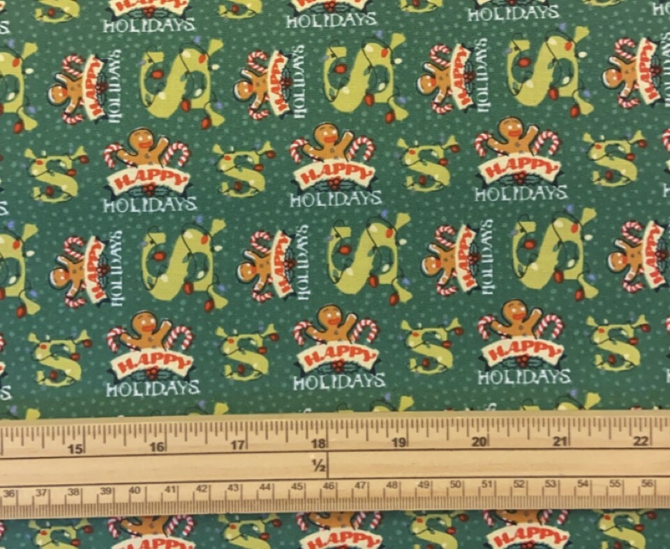 Fat Quarter Shrek Dear Santa Happy Holidays 100% Cotton Quilting Fabric