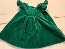 VTG Tiny Tots Original Green Velvet Dress 100 Cotton Size 24 Christmas Holiday