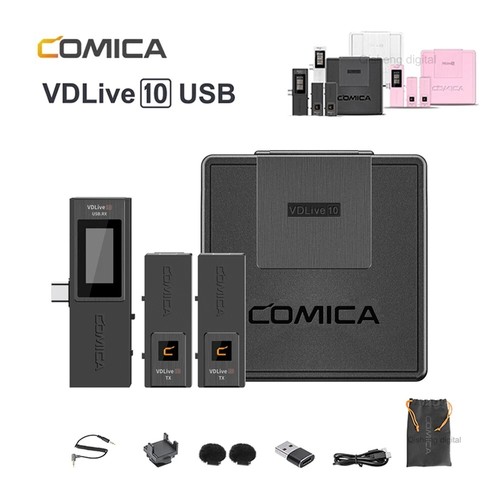 COMICA VDLive10 USB 2.4G Wireless Lavalier Microphone +Rechargeable Storage Case - Picture 1 of 8