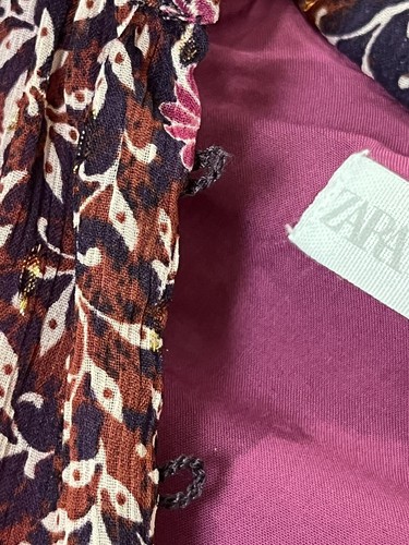 ZARA Girl’s Dress Sz 10 Purple Floral Metallic Tiered Long Sleeves Babydoll - Picture 9 of 13
