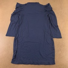 Shein Curve Women's Size 1XL Navy Jersey Knit Long Puff Sleeve Sheath Dress New