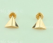 14k Solid Rose gold kids Stud Triangle earring earrings Screw back 6511
