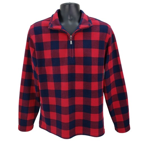 Zip Fleece Pullover Red Buffalo Plaid 