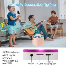 Portable Bluetooth Karaoke Machine fit for Kids Speaker w/ Microphones for Party