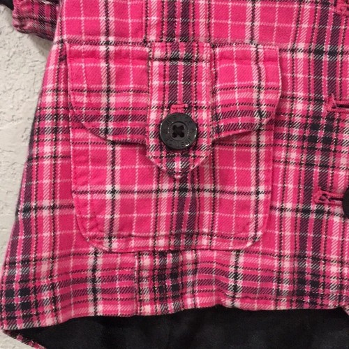Justice Girls Sz 12 Jacket Pink and Black Cropped Plaid Flannel Preppy 90s Y2K - Picture 3 of 10
