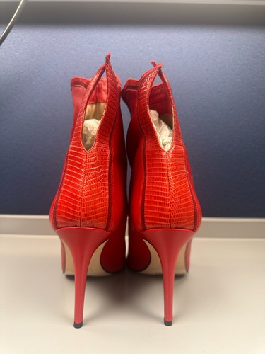 Tamara Melon Red Leather Boots 3.5' heel - Picture 4 of 8