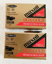 2 Maxell VHS-C HGX-Gold TC-30 Camcorder Prem High Grade Video Tape