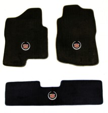 New Black Floor Mats 2007-2013 Cadillac Escalade Ext Official Crest Logo All 3