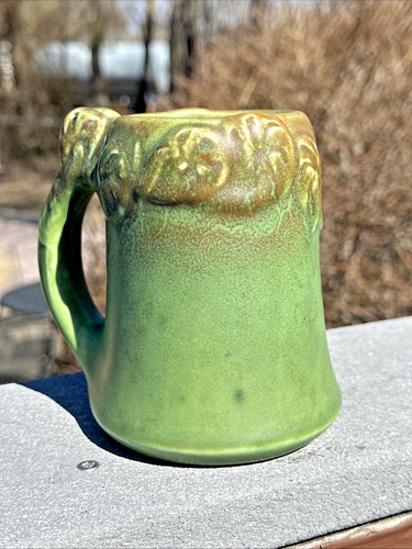 ROOKWOOD POTTERY ARTS & CRAFTS SHAPE #993 GREEN FROTHY GLAZED MUG STEIN c1905 - Picture 6 of 16