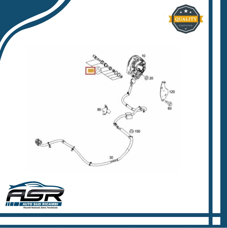 KIT RIPARAZIONE PERNO ALTERNATORE SMART FORTWO 451 DAL 2007 - Immagine 2 di 3