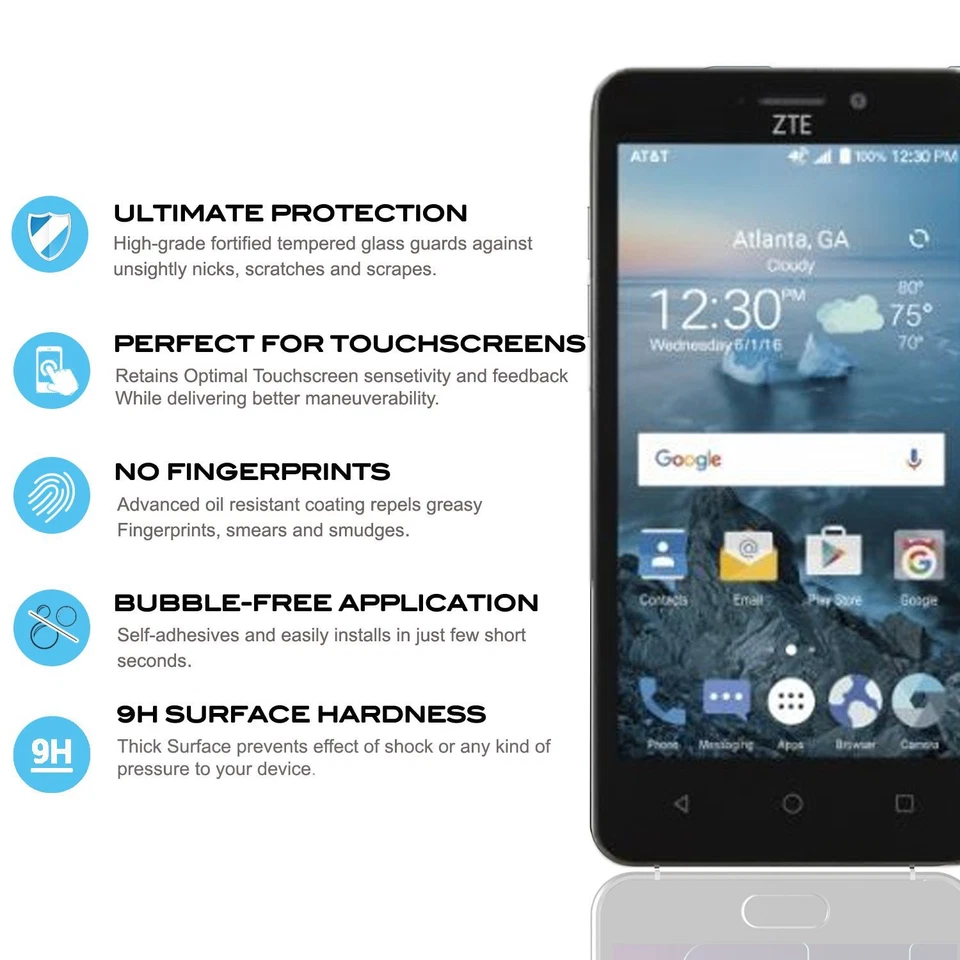 2X PACK 9H TEMPERED GLASS SCREEN PROTECTOR FOR ZTE MAVEN 2 AVID TRIO SONATA 3 - Image 2 of 2