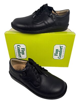 Finn Comfort Vaasa 1000 Black Nappa Leather Lace Up Shoes Size EU 40, US 9