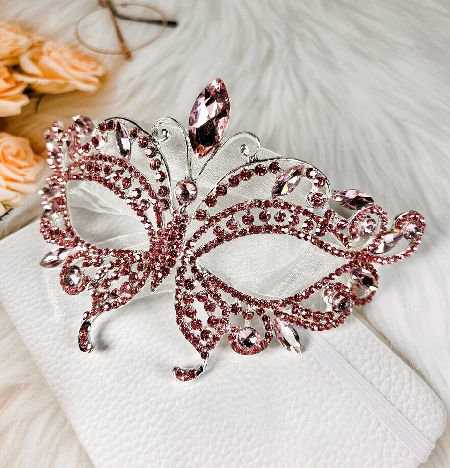 Butterfly Masquerade Mask, Pink Wedding Party Mask, Mardi Gras, New Year, Party - Image 3 of 4