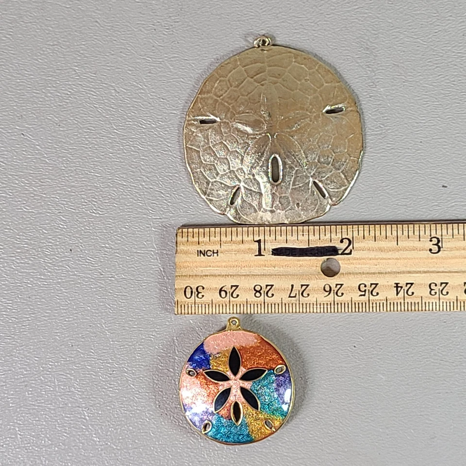 Lote de pingente de dólar de areia (2) esmalte multicolorido tom dourado - Imagem 2 de 4