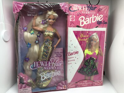 Barbie 1995, Jewel Hair Mermaid Gift Set Made in China NRFB 