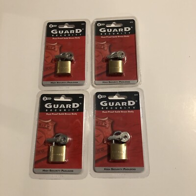 Padlock Guard Security  1  Solid Brass Body 3 Keys No 622 Set Of 4 Padlocks