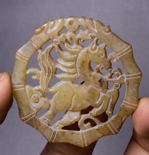 Chinese Hongshan Culture Old Jade Dynasty Palace Carving Fly Horse Beast Pendant