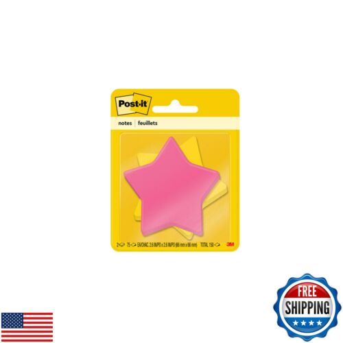 Post-it Notes, Star Shape, Assorted Colors, 2.6x2.6 in, 2 Pads, 75 Sheets/Pad