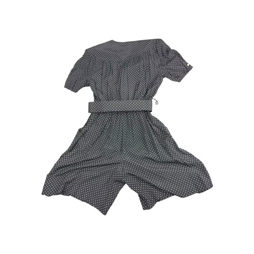 VINTAGE 80s 90s WOMEN'S Black White Polka SHORT SLEEVE ROMPER PETITES - SIZE 12P - Picture 12 of 12