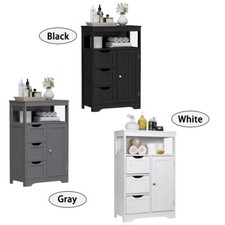 Bathroom Floor Cabinet Storage Organizer with Adjustable Shelf Black/White/Gray