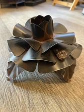 JAN BARBOGLIO VTG RETIRED SIGNED IRON MIRACLE DE GUADALUPE FLOWER CANDLE HOLDER!