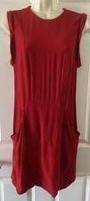 Women Zara Solid Red Sleeveless Casual Work Party Dress Size M
