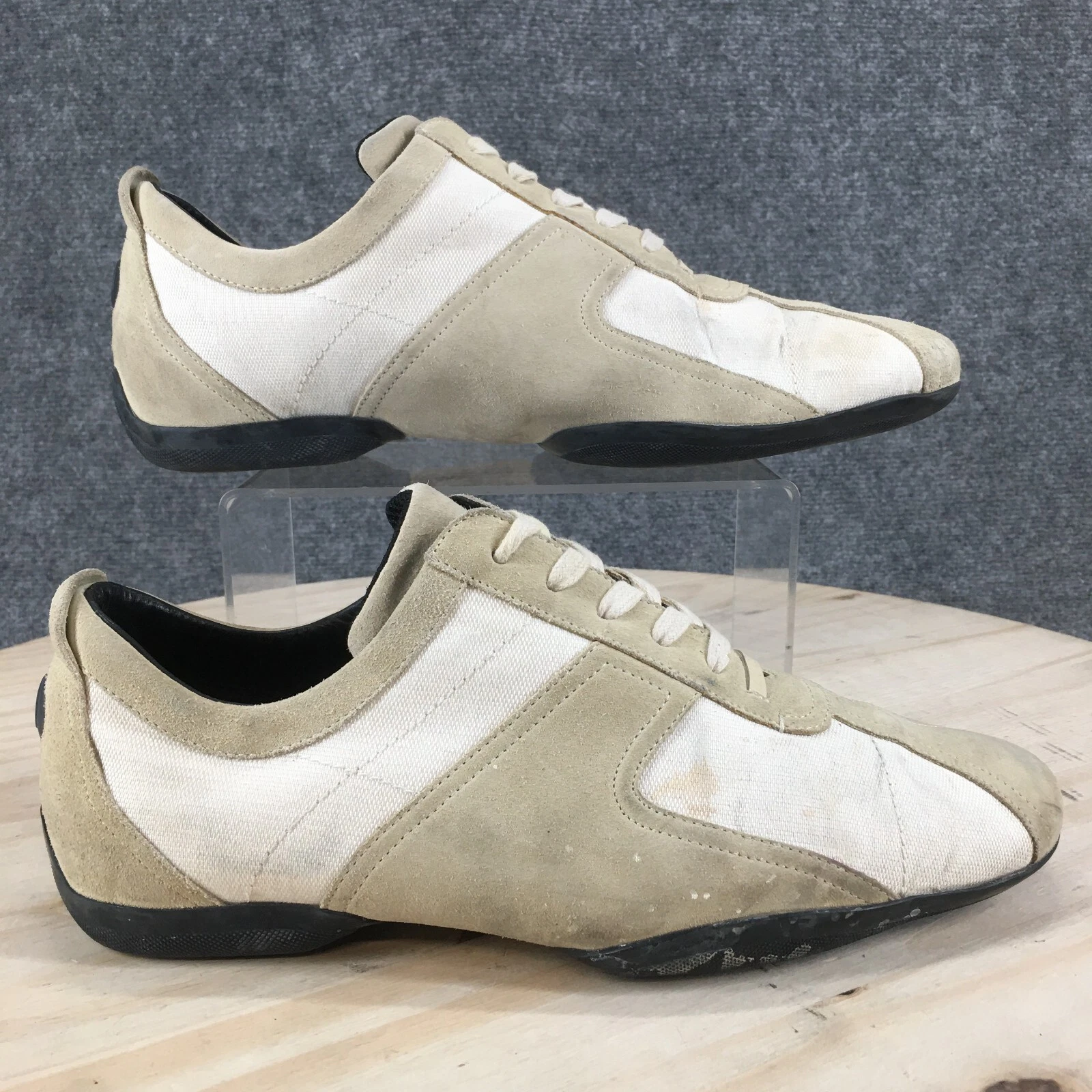 Chaussures Gucci homme 8,5 D baskets décontractées confort 105883 cuir beige fabriquées en Italie