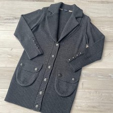 Burberry Gray Knit Cardigan Size 1 Excellent Condition Classic Design