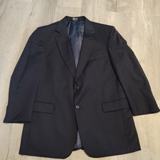Jos A Bank Navy Blue Two Button Blazer Jacket Business 100 Wool Mens 44R Gordon