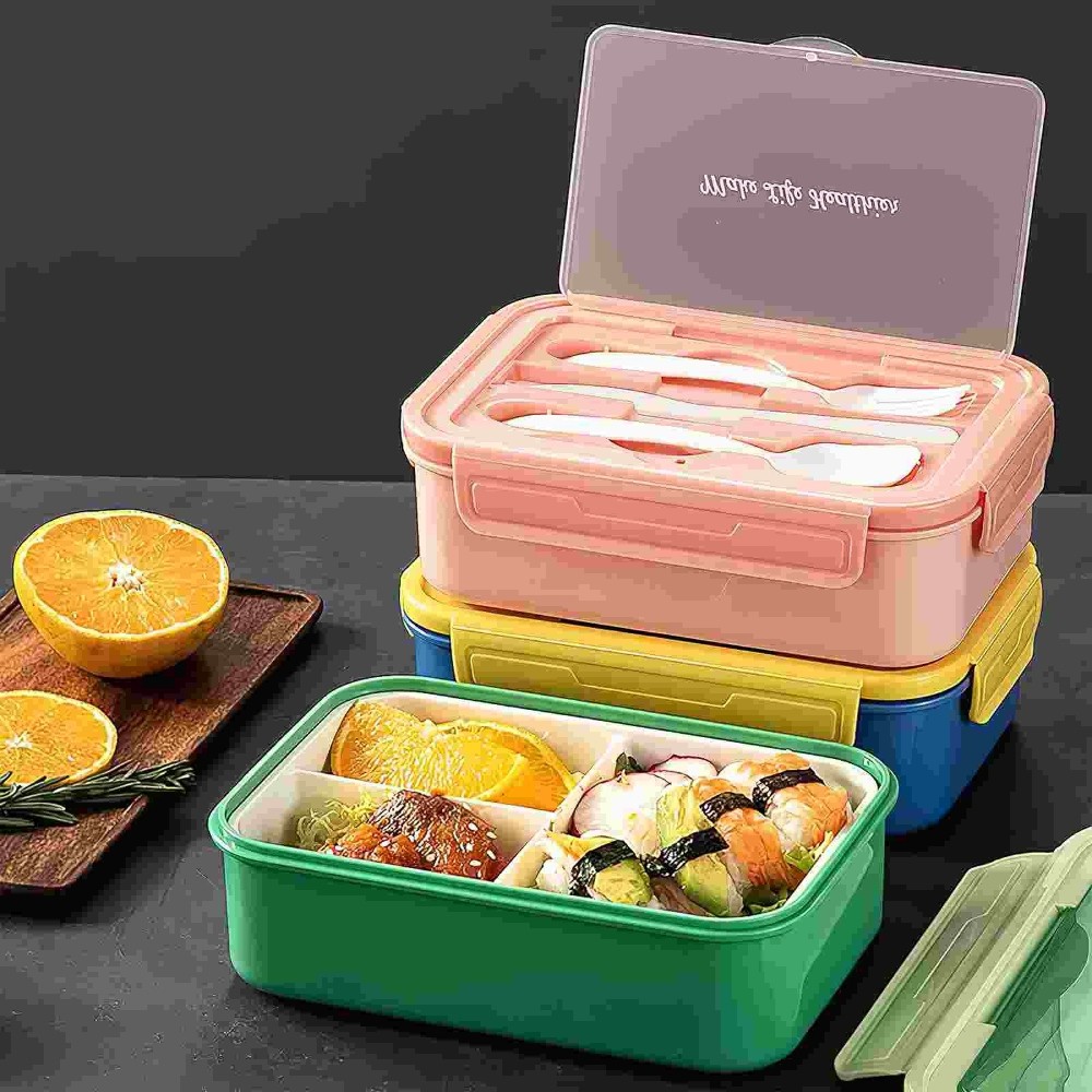 Lunch Bento Box Microwaveable Lunch Box Leak-Proof Picnic Box 3 Interval Storage