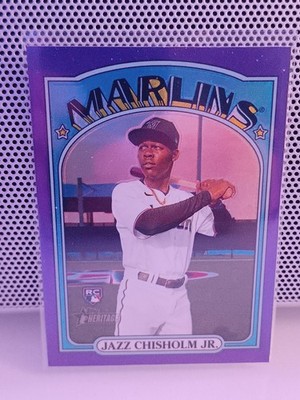 2021 Topps Heritage High Number - Jazz Chisholm #665 (RC) Purple Refractor