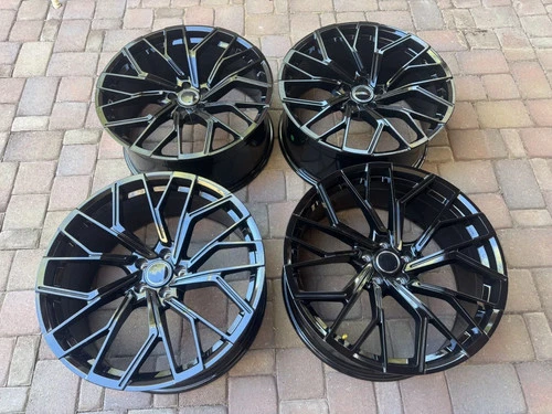 22x10 GLOSS BLACK WHEELS FOR AUDI A7 S7 A8 SQ5 Q7 Q8 RSQ8 VW ATLAS 22" 5x112