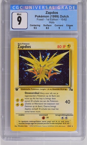 Zapdos (1st Edition) graded CGC 9 for sale on eBay