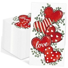 100 Pcs Valentine's Day Napkins 3 Ply Disposable Watercolor Eucalyptus Love