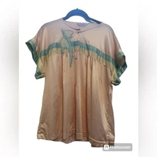 Vintage Vanity Fair Top Blouse Pastel Pink Blue Yellow Short Sleeve