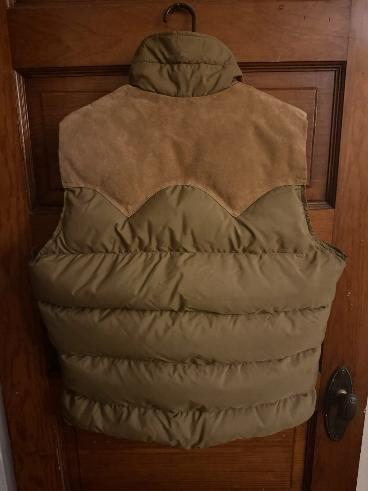 Woolrich Down Quilted Puffer Vest Solid Brown Nylon Button Front Men's L - product detail image 3