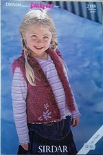 Orig Sirdar Chunky/ Funky Fur Magic Child Waistcoat 22-32" Knitting Pattern 2188
