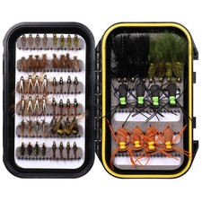 Wifreo Fly Fishing Flies Assortment with Waterproof Fly Box, 64pcs with Dry/W...