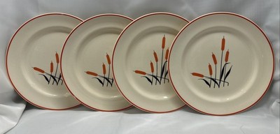 Sears Roebuck Cat Tail Oven Proof 6'' Bread Salad Plates Set of 4 Made in USA