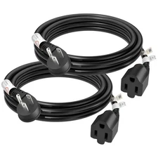 FIRMERST 1875W 14 Gauge 6Ft Flat Plug Extension Cord 15 Amp Black 2 Packs