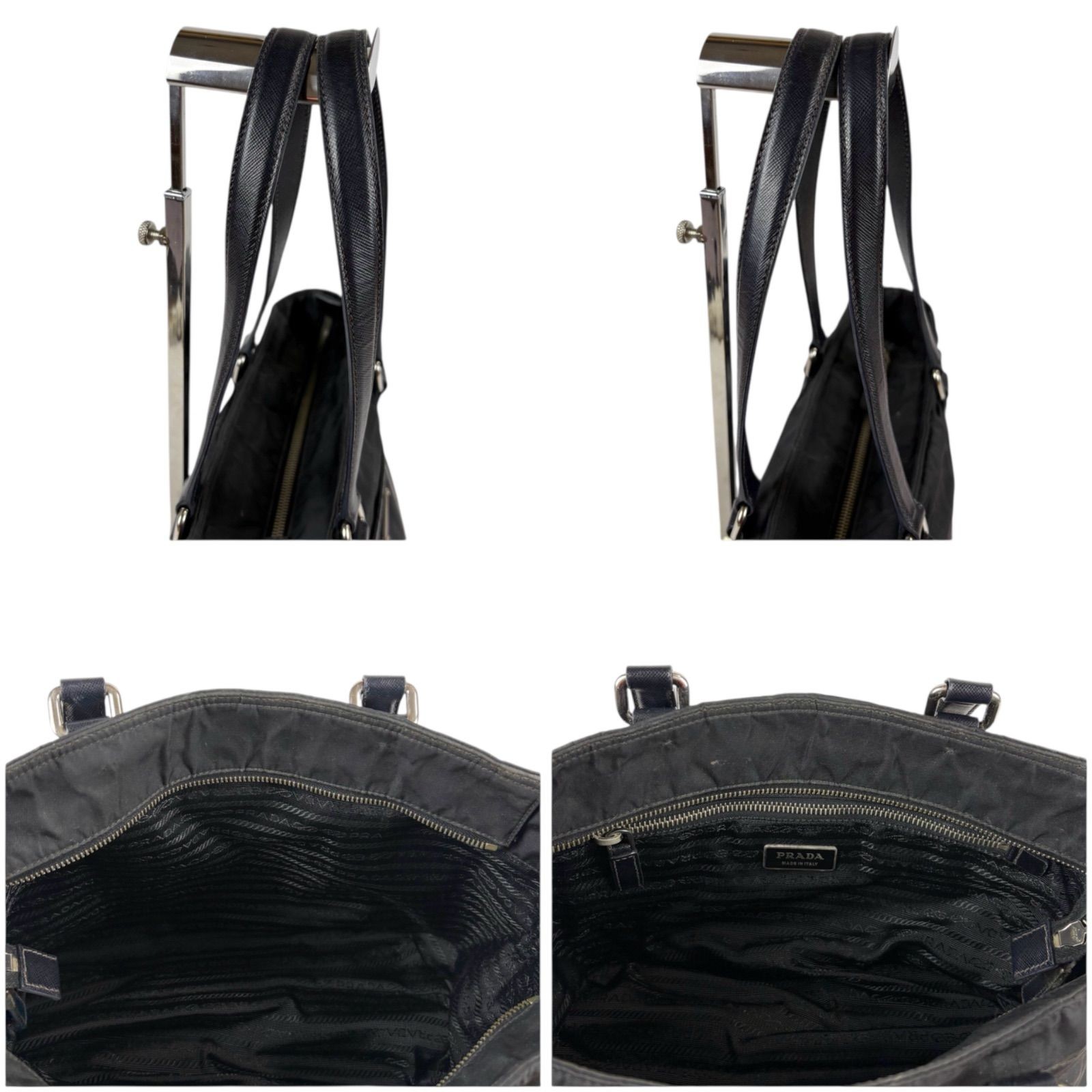Prada Triangle Logo Mini Tote Bag Tessuto Nylon Black Authentic Vintage thumbnail 6