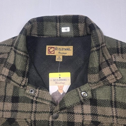 NWT BC Clothing Mens Textured Flannel Shirt Jacket Green Plaid Shacket Small image 6