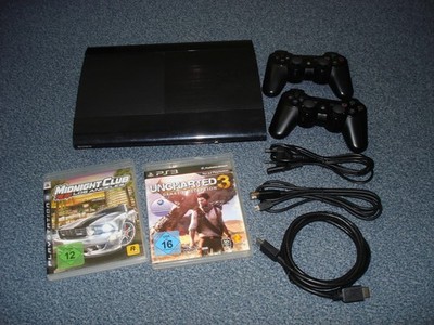 Sony Playstation 3 Super Slim 500GB Konsole Schwarz, Inkl. 2 Controller