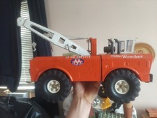 Vintage Mighty Tonka AAA Red Tow Wrecker Truck Steel XMB-975 USA 24 Hr Service