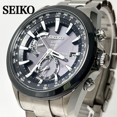 SEIKO ASTRON Herren GPS Solaruhr 46mm Edelstahl schwarzes Zifferblatt