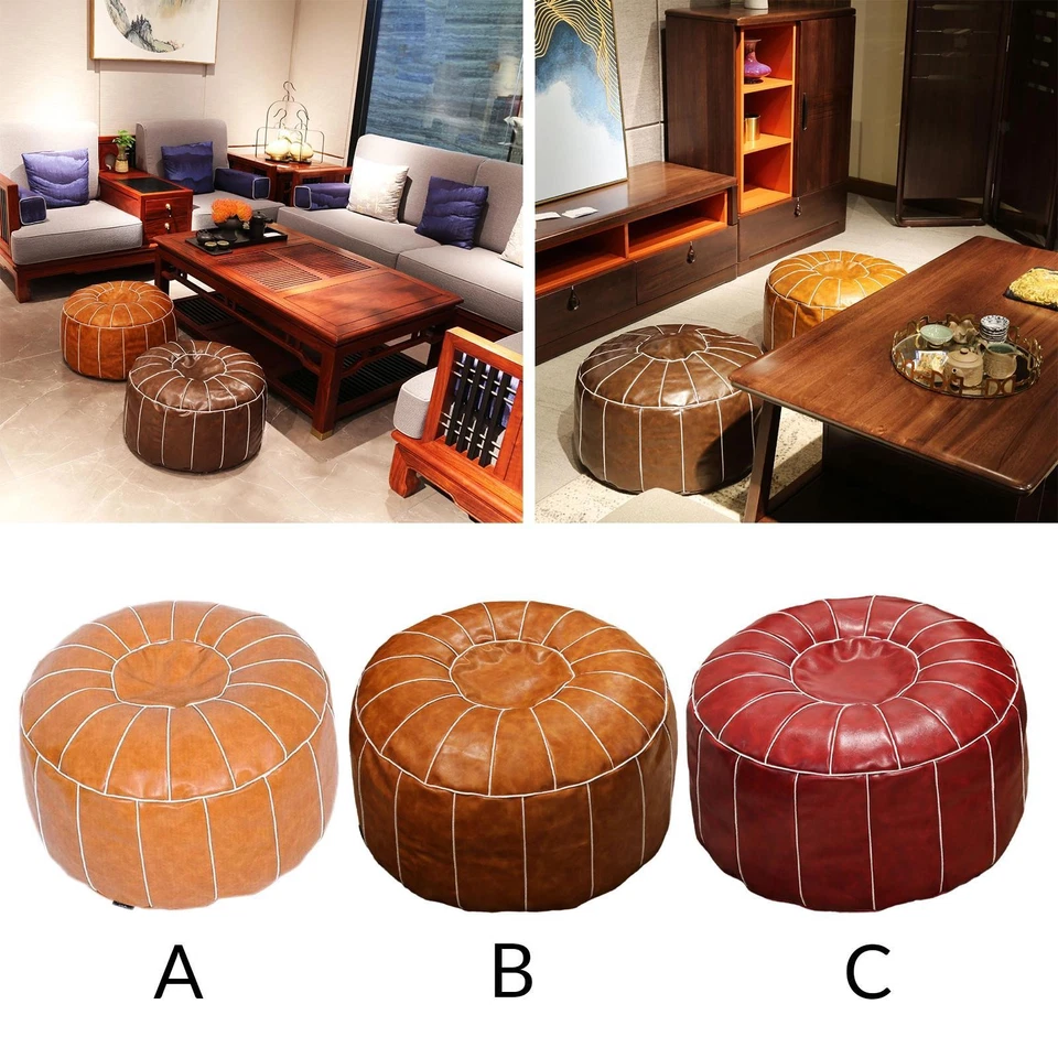 Housse de pouf en PU poufs bohèmes repose-pieds housse de siège décoration - Photo 1/1
