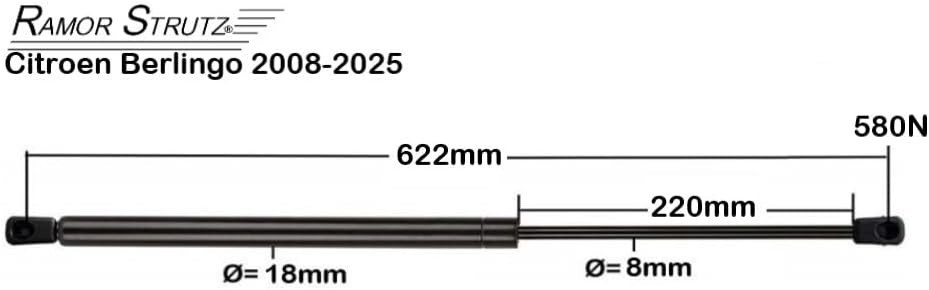 Ramor Strutz 2x Tailgate Gas Struts for a Citroen Berlingo 2008-2025