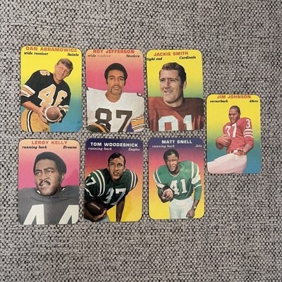 1970 TOPPS FOOTBALL SUPER GLOSSY 7 CARD LOT Leroy Kelly, Jackie Smith, Snell+
